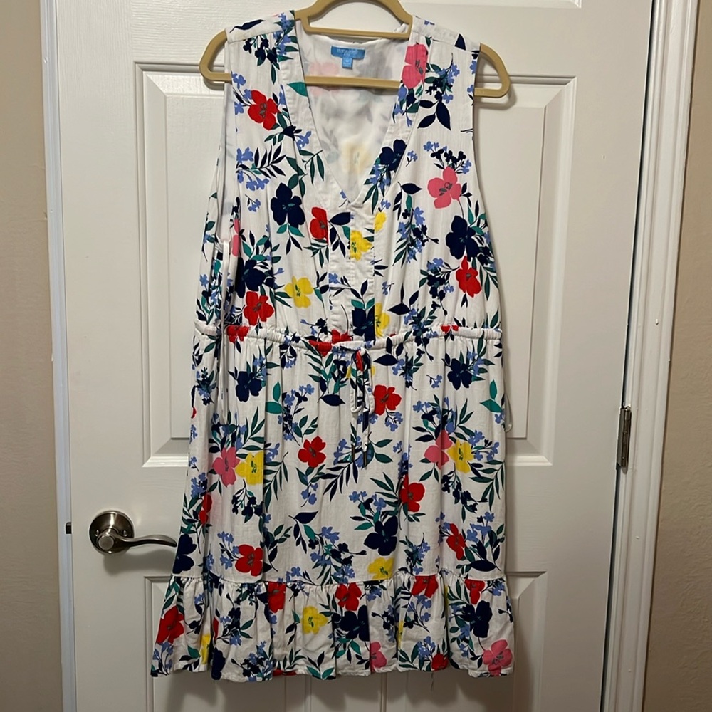 Draper James RSVP sleeveless floral dress, drawstring waist, size 1X